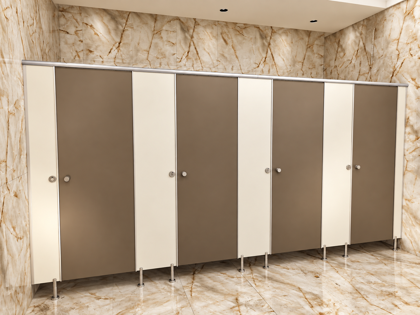 Alu-SS Series Toilet Cubicles in a modern commercial washroom