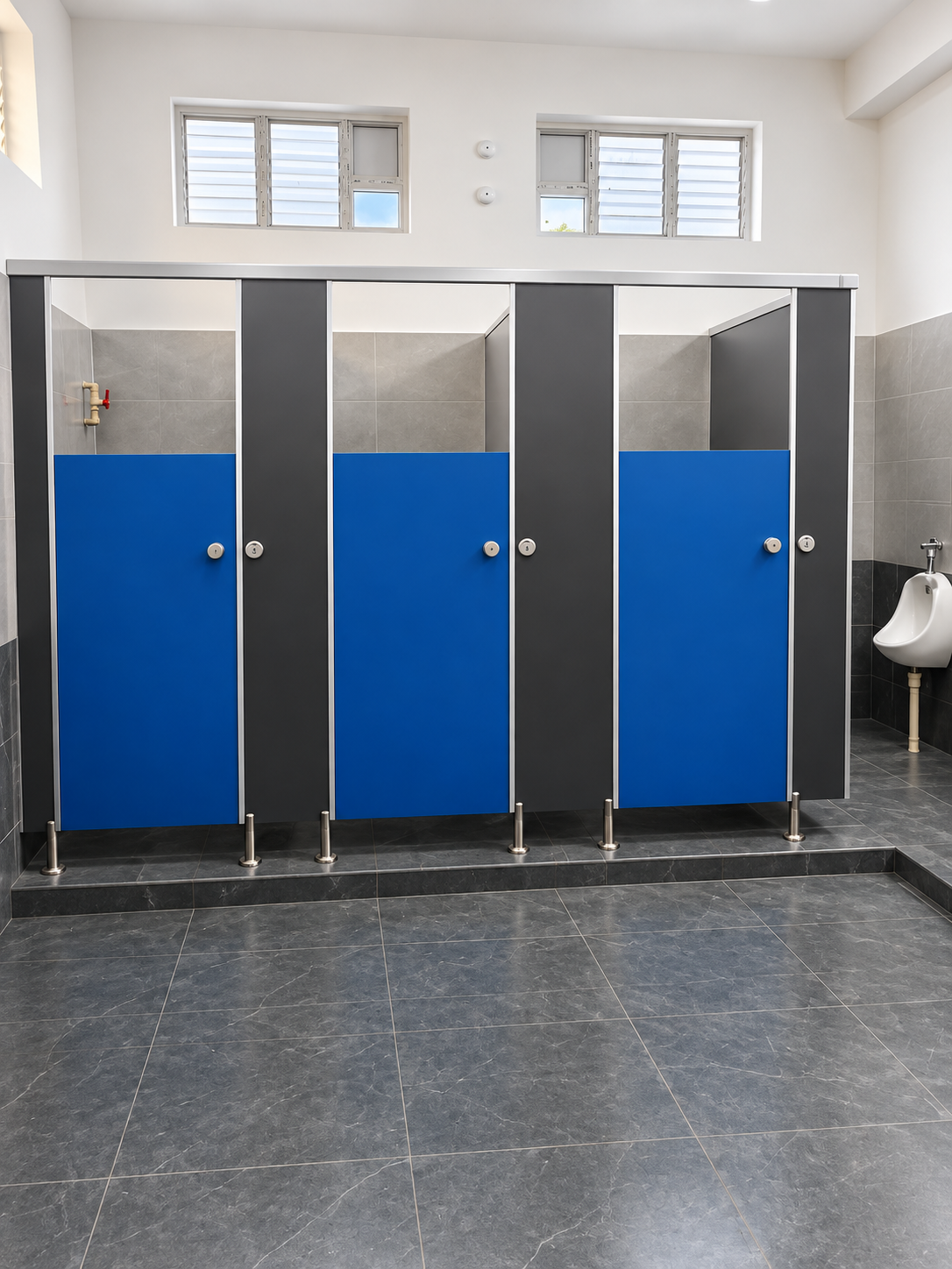 Alu-SS Junior Series toilet cubicles for schools and institutional restrooms