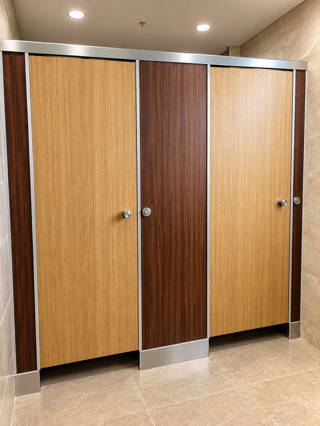 VISTARAA Alu-SS Boxup Series Toilet Cubicles installed in a modern professional washroom